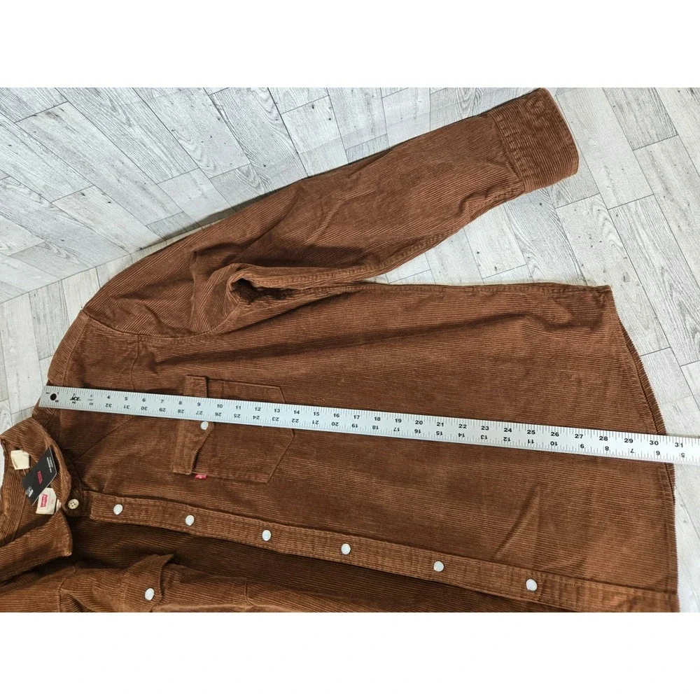 Levis The Western Brown Corduroy Pearl Snap Shirt Mens XXL 100% Cotton NEW